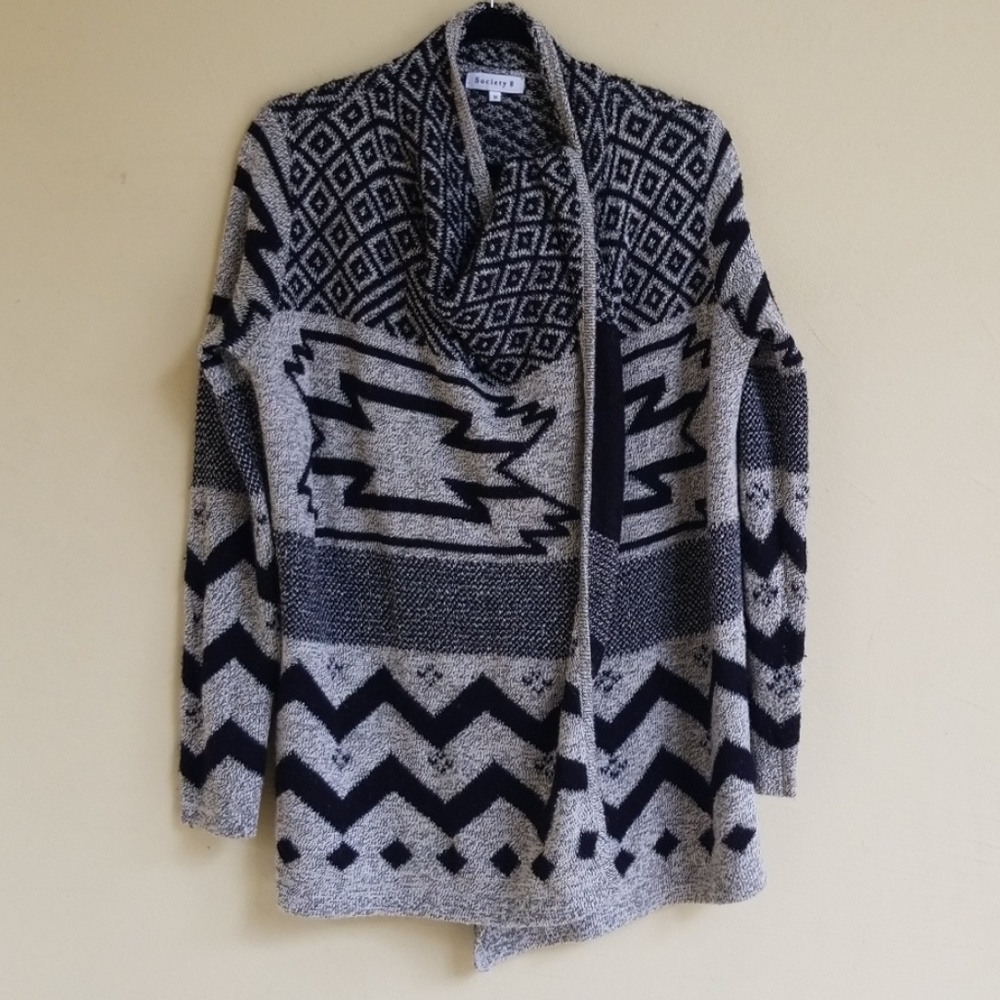 Society 8 Black & Tan Aztec Wrap Sweater - Picture 7 of 8